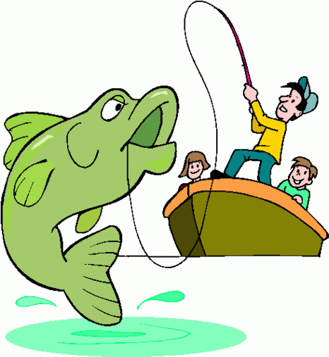 Man in boat fishing clipart