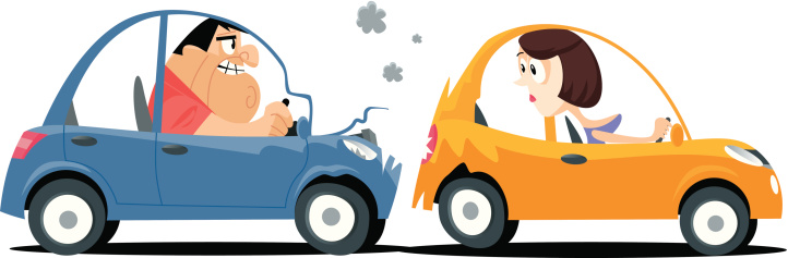 Cartoon Of A People In Car Accidents Clip Art, Vector Images ...