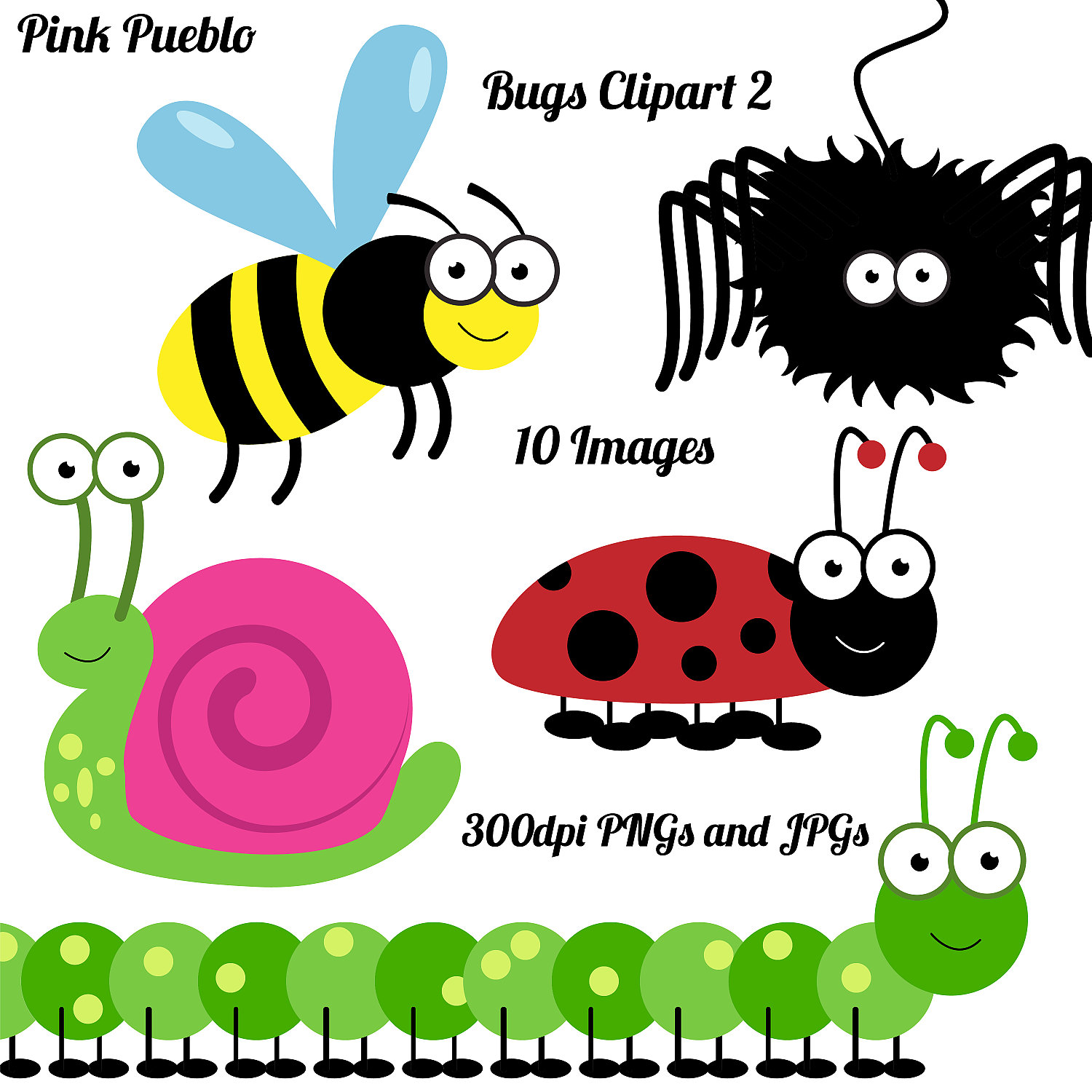 Cute bug clipart individual bugs