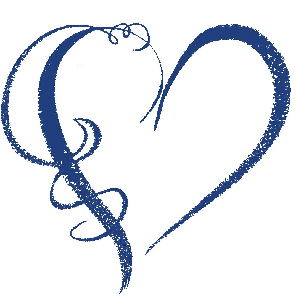 Free blue heart outline clipart