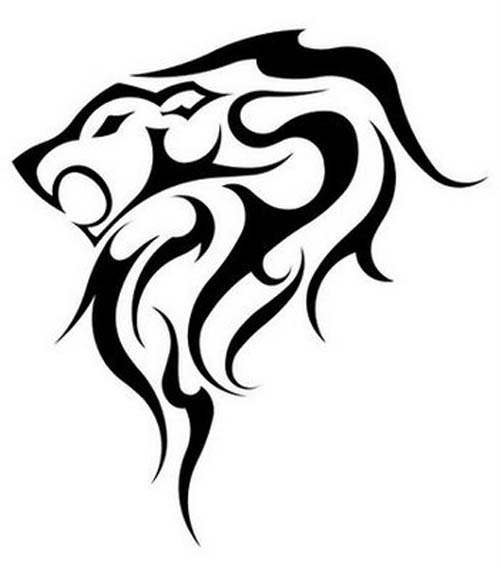 Tribal Lion Head Animal Tattoo Design