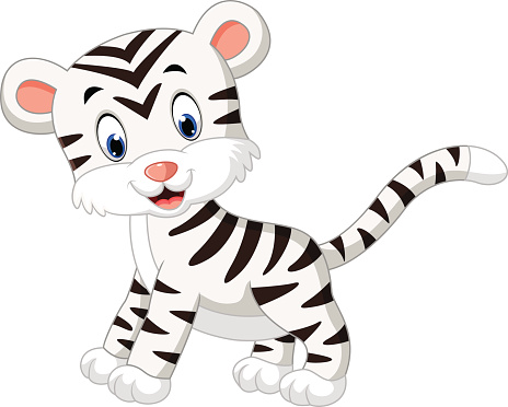 Cartoon Of A White Tiger Baby Clip Art, Vector Images ...