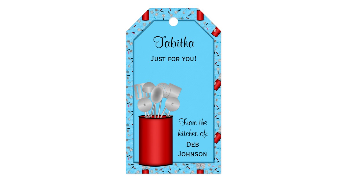 Kitchen Utensils,Blue-HANG TAG/GIFT TAG TEMPLATE | Zazzle