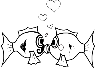 Fish Love Art Coloring Book Colouring Sheet Page Black White Line ...