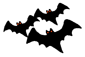 Bat Clip Art - Three Bats With Red Eyes