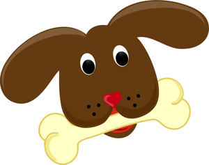 Dog Clipart Image - Cute Puppy or Doggie with Bone