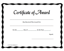 Free Printable Certificates of Award Blank Templates