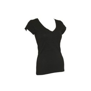 TEES : Buy Ladies Black Plain T-Shirt Round V-Neck Cap Sleev ...
