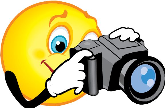 Smiley face with camera clipart