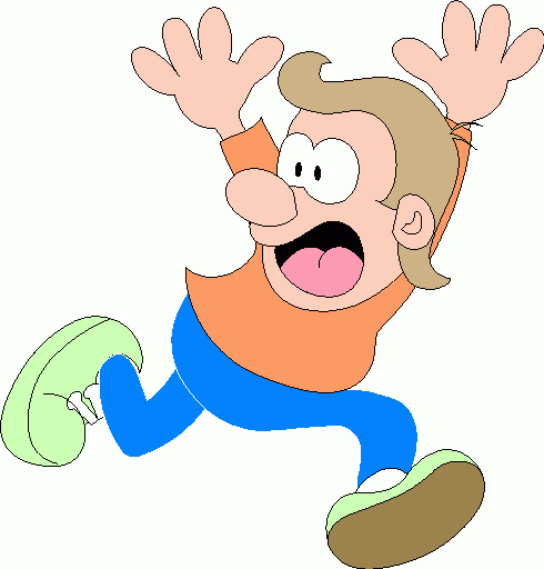 Scared man running clipart