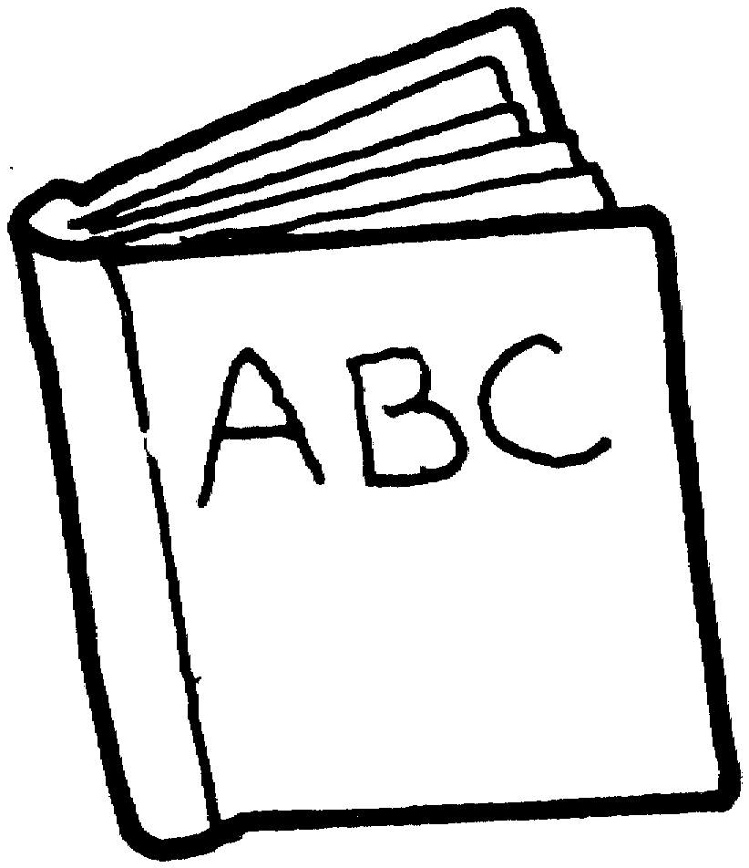 Simple open book clipart black and white