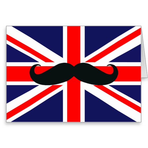 UK Great Britain Flag with Mustache Christmas Card from Zazzle.