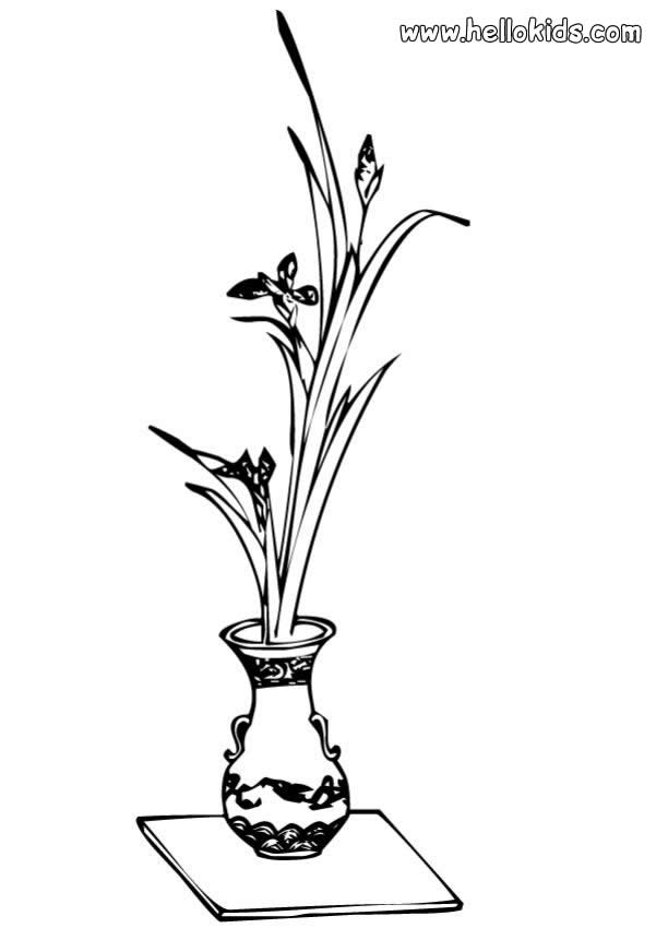 769 views FLOWER coloring pages - Vase with flowers