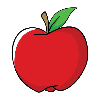Cartoon Of The Apple Line Art Clip Art, Vector Images ...