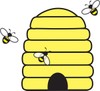 Beehive Clipart Image - Beehive with honey bees swarming about