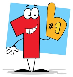 Number One Clipart Image - A Grinning Number 1 With a Foam Finger.