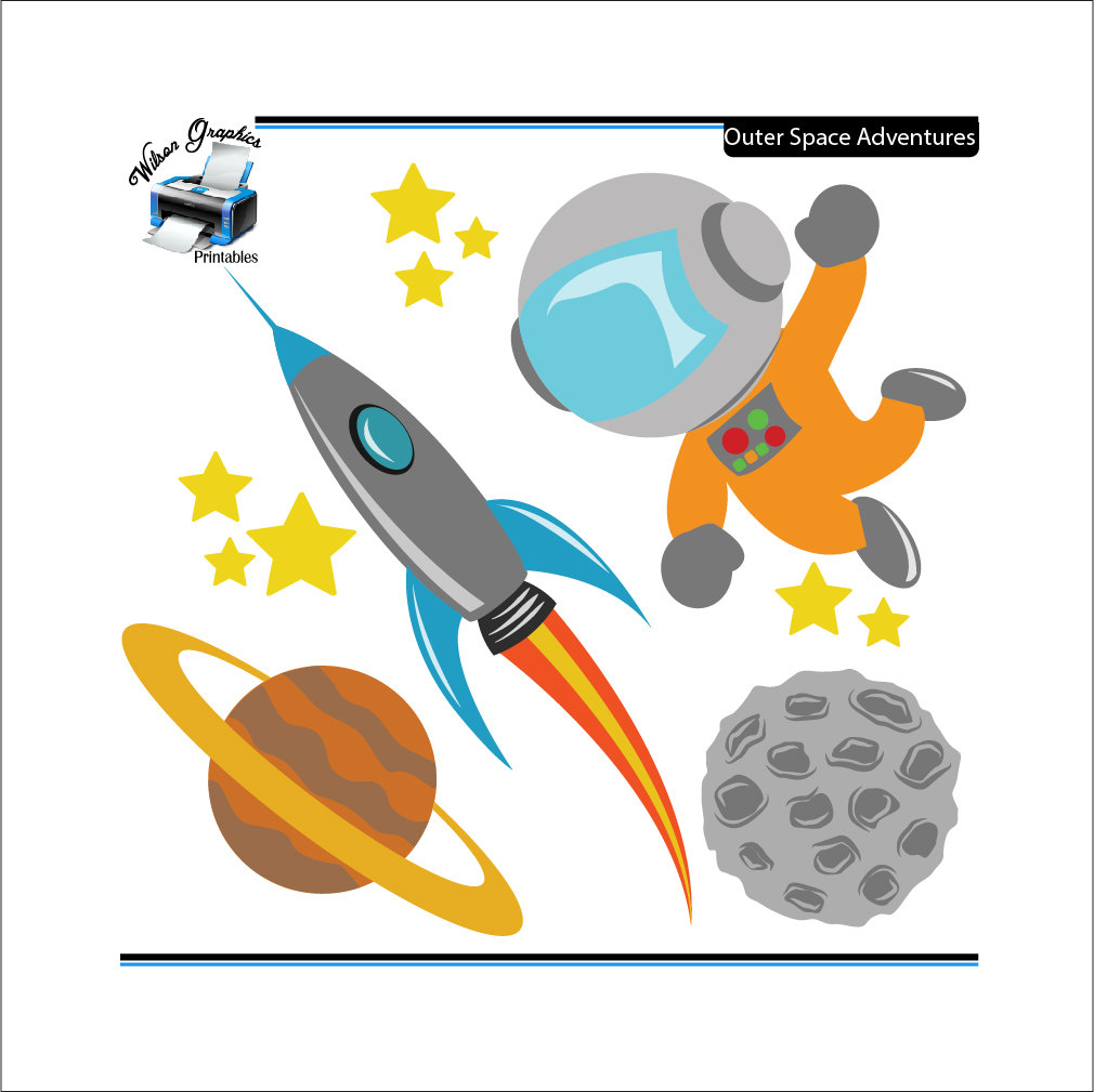 Outer Space Adventures Clipart for Scrapbooking by WGPrintables
