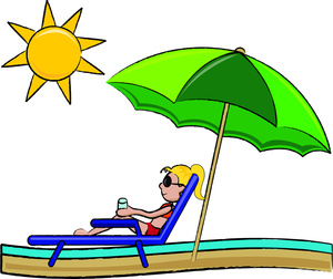 Summer Vacation Clipart Image - Stick Girl in a Lounger at the Beach