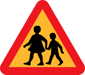 Child And Parent Crossing Road Sign Clip Art - vector ...