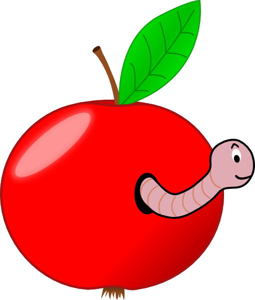 Red Apple With A Worm Clip Art - vector clip art ...