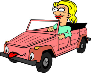 Girl Driving Car Cartoon clip art Free Vector / 4Vector