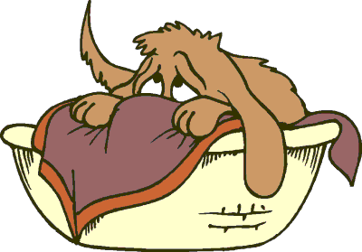 Sad Dog Clip Art | sad dog in his bed | Cartoon Drawing Ideas ...