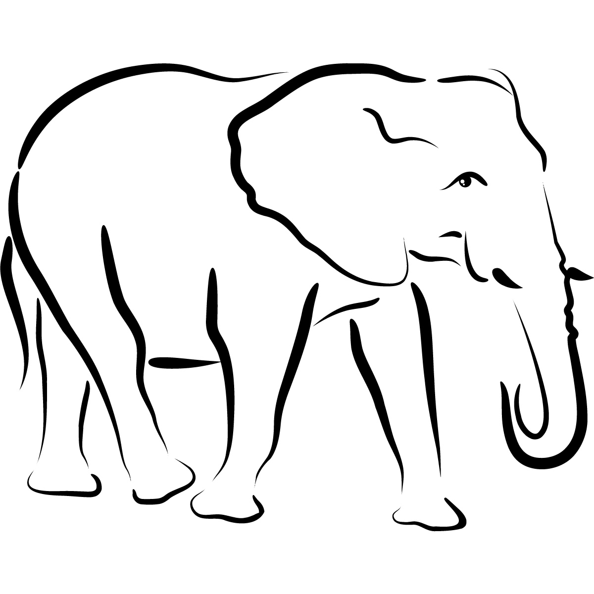 Elephant Outline Animals Wall Art Stickers Transfers