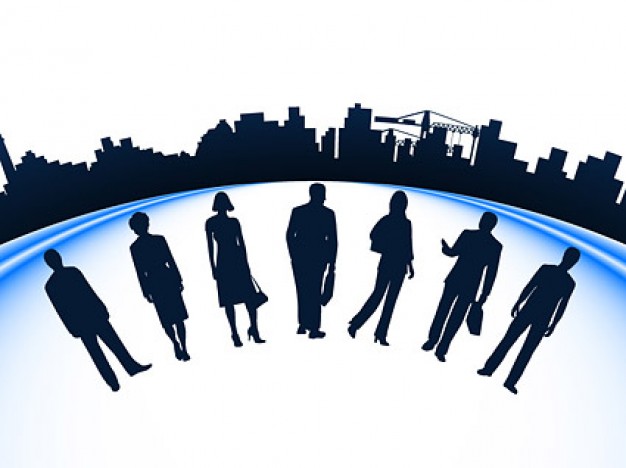 Business people and city silhouette vector construction mate ...