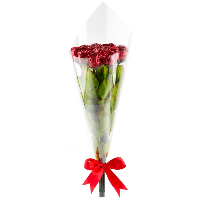 Red Milk Chocolate Long Stem Roses - Bouquet of 12 • Chocolate ...