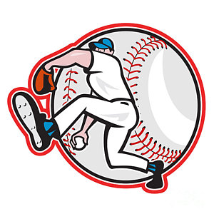 Baseball Pitcher Throw Ball Cartoon Digital Art by Aloysius Patrimonio