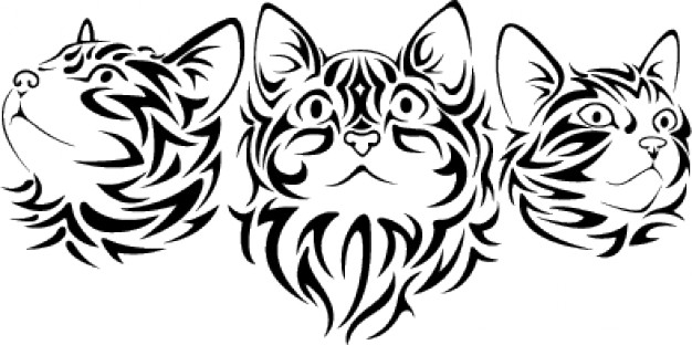 Tribal cats vector. Cat face made with tribals Vector | Free Download
