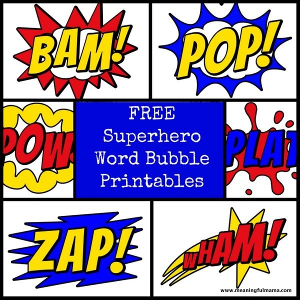 Superhero Word Bubble Printables