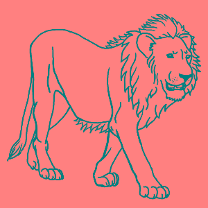 Lion - Outline and Coloring Image