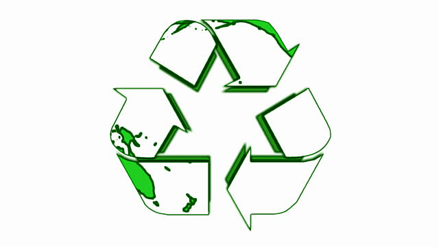 Recycle Logo With Spinning World Map On It Stock Footage Video ...