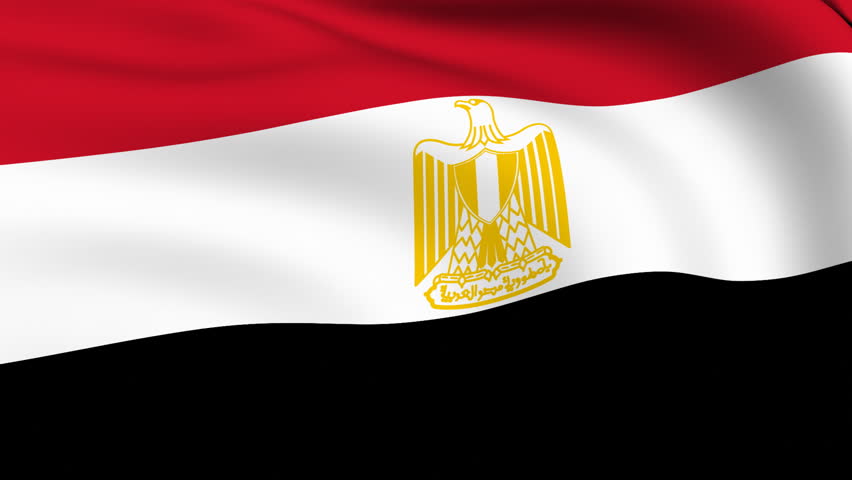 Tricolor Waving Flag Of Egypt With The National Emblem Eagle Of ...
