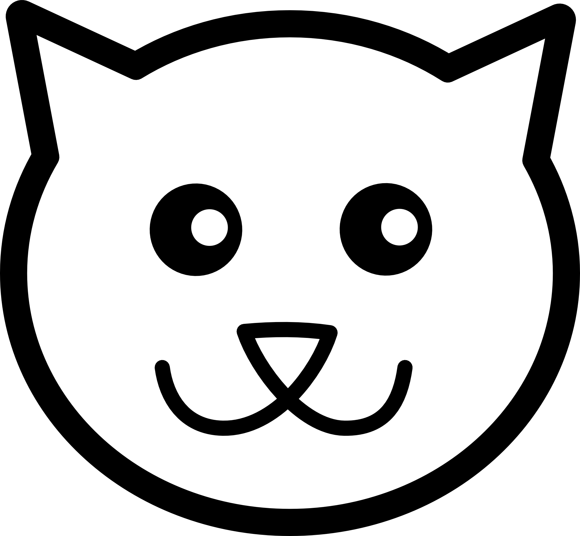 Cat head black and white clipart