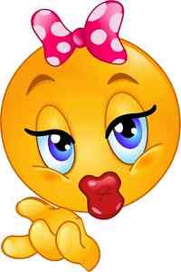 Smile Girl Kiss Emoticons Smiley Bumper Sticker 4&#034; x 5&#034 ...