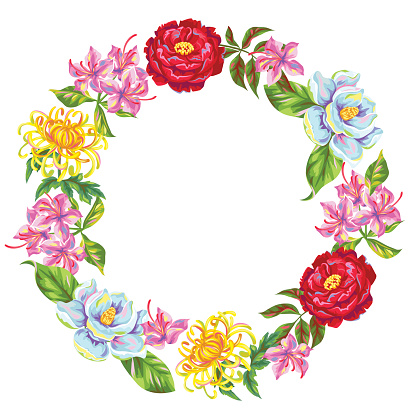 Single Flower Flower Peony Wreath Clip Art, Vector Images ...