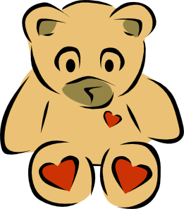 Stylized Teddy Bear With Hearts Clip Art - vector ...