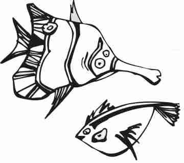 Fish Coloring Pages With Marine Cartoons, funny fish and fat fish