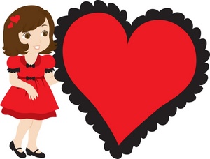 Gilr Clipart Image - Little Girl Holding a Giant Valentines Heart