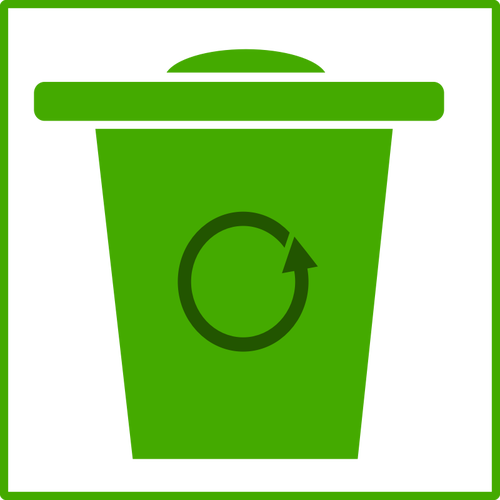 Vector image of eco green recycle bin icon with thin border ...