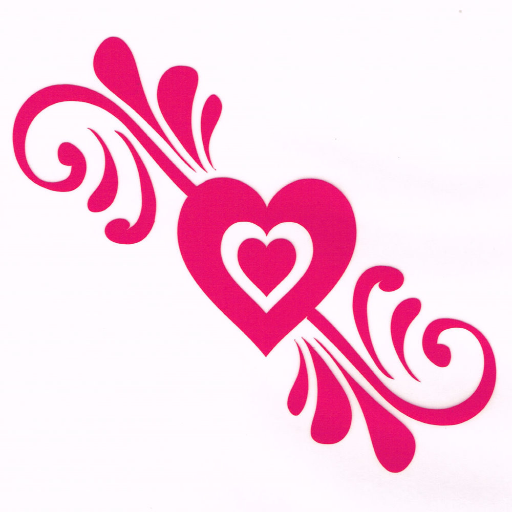 Girly Hot Pink Heart Car Decal Decorative Accessory