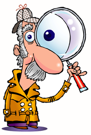 Detective With Magnifying Glass Cartoon