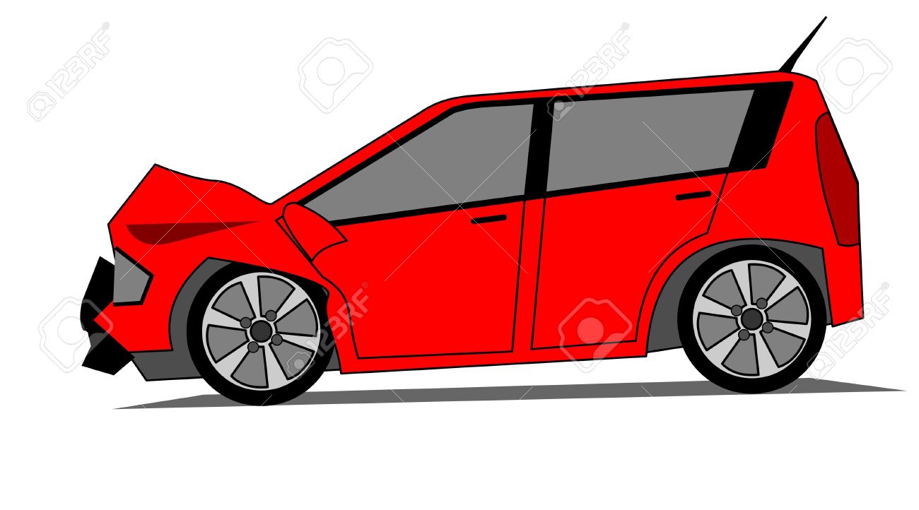 Red car crashed clipart