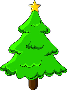 Christmas Tree Clipart Image - Cartoon Christmas Tree Topped with ...