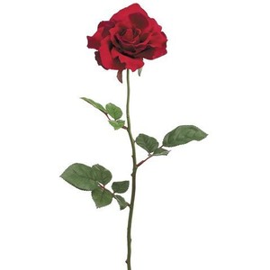 Club Pack of 24 Artificial Large Single Red Rose Silk Flower ...