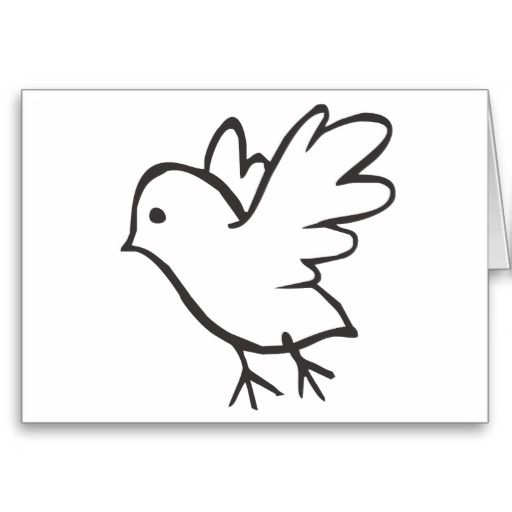 Young Bird Flying in Black and White Sketch Greeting Card from Zazzle.