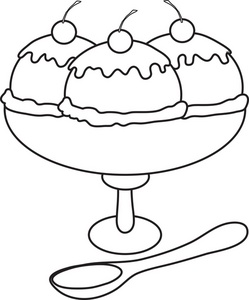 Ice Cream Bowl Clipart Black And White - Free ...