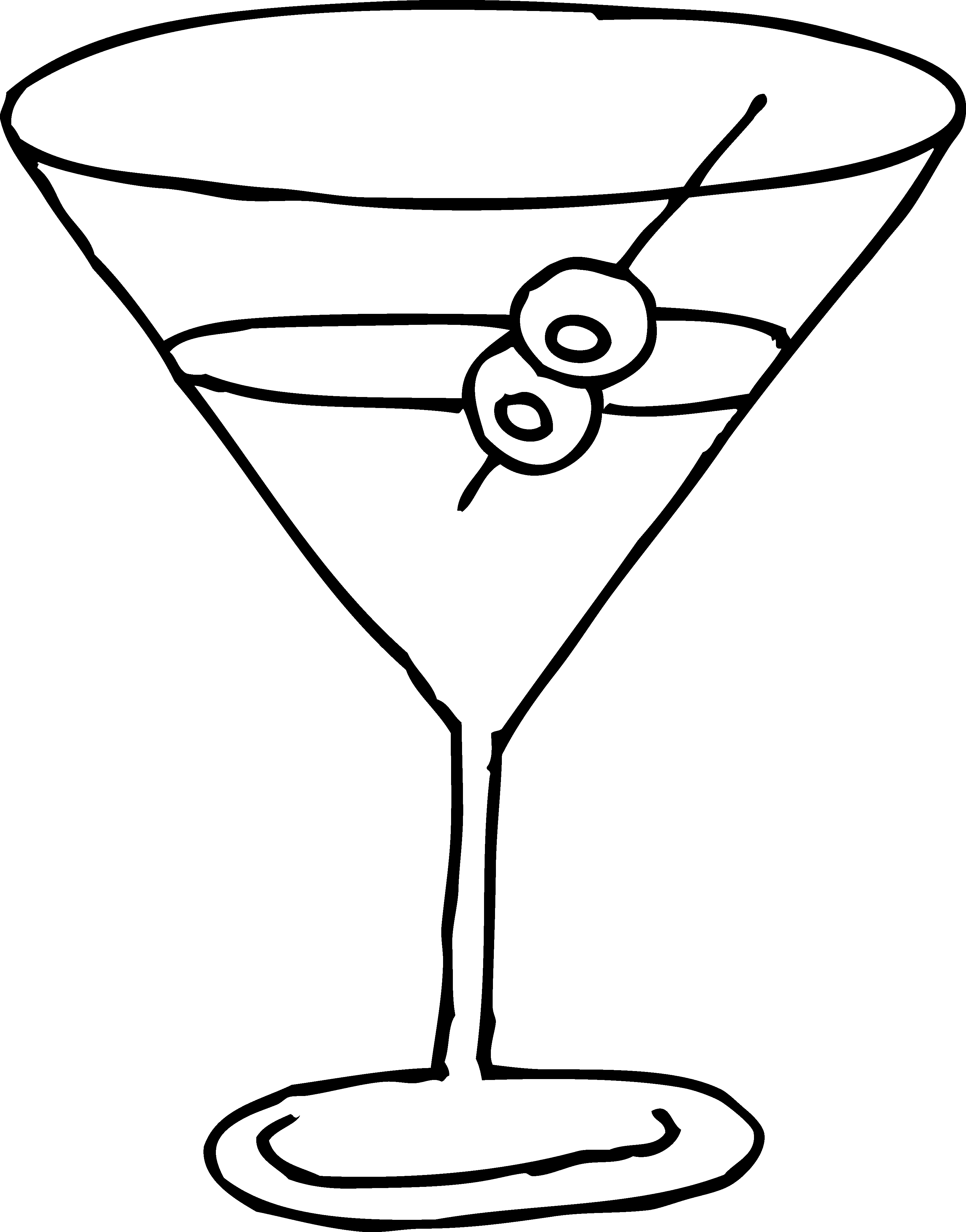Martini glass clipart black and white